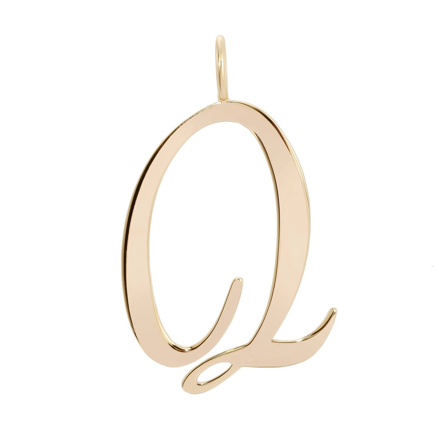 Large Letter Pendants - Handmade gold letter 'Q' pendant in brass with 10k gold plating