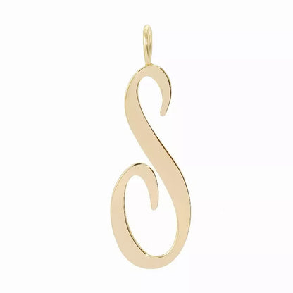 Large Letter Pendants - Handmade gold letter 'S' pendant in brass with 10k gold plating