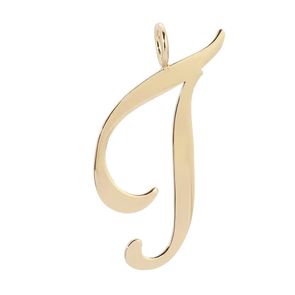 Large Letter Pendants - Handmade gold letter 'T' pendant in brass with 10k gold plating
