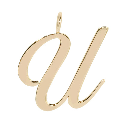 Large Letter Pendants - Handmade gold letter 'U' pendant in brass with 10k gold plating