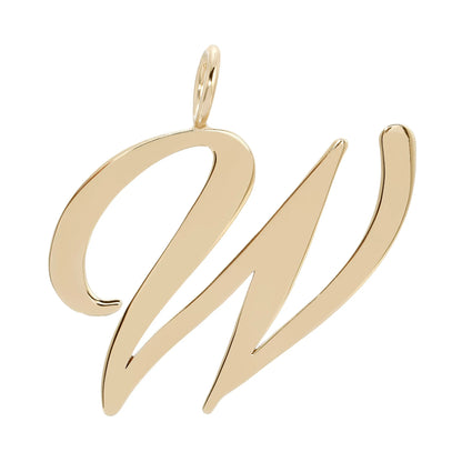Large Letter Pendants - Handmade gold letter 'W' pendant in brass with 10k gold plating