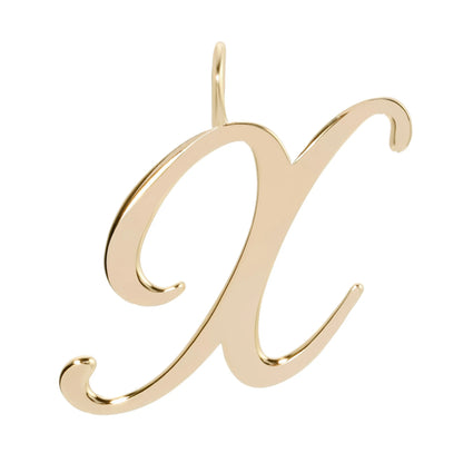 Large Letter Pendants -Handmade gold letter 'X' pendant in brass with 10K Gold Plating