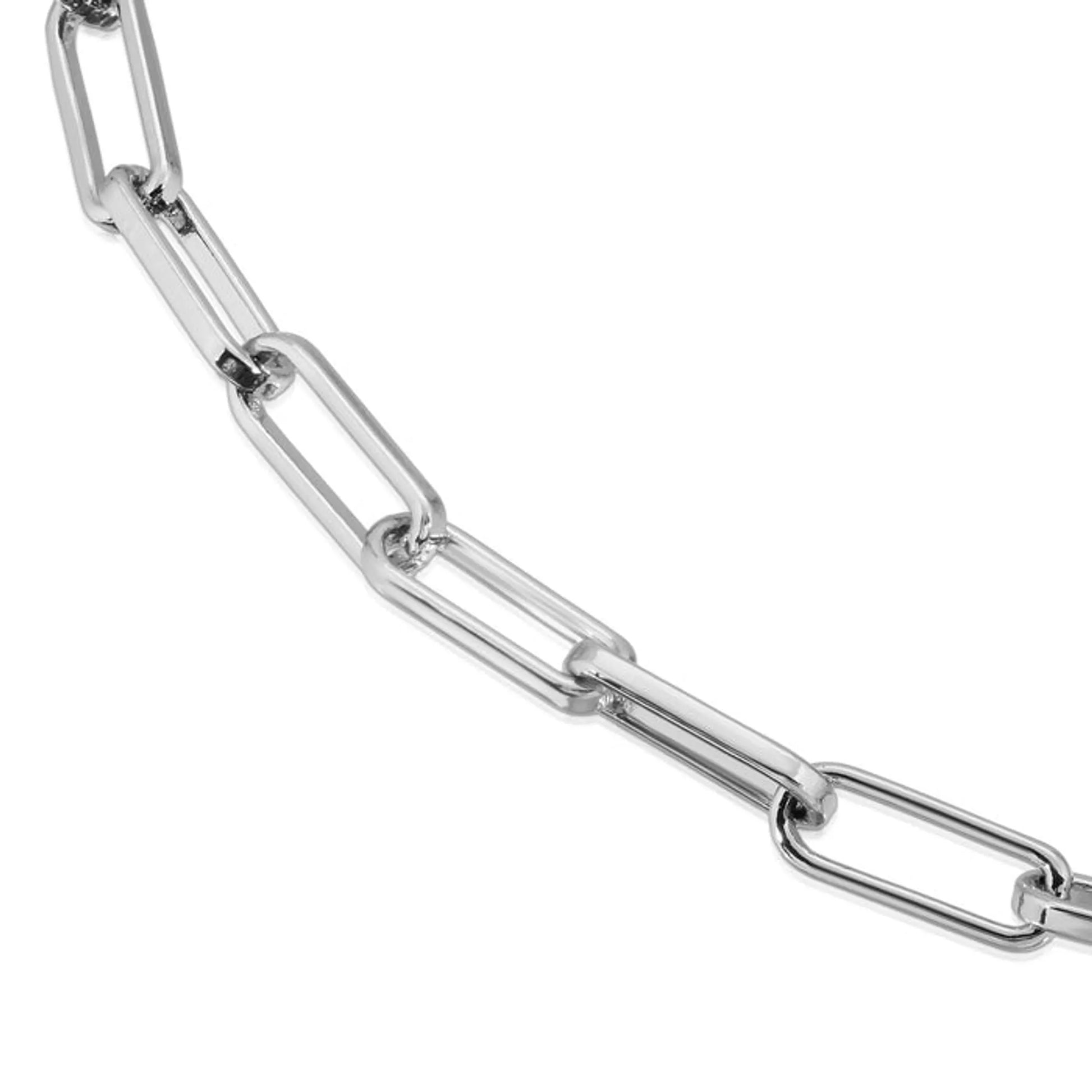 Silver Elongated Link Chain Anklet - links shown