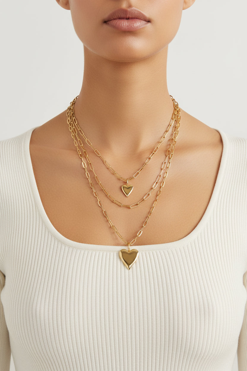 Triple Layer Small and Medium Helena Pendant Necklace