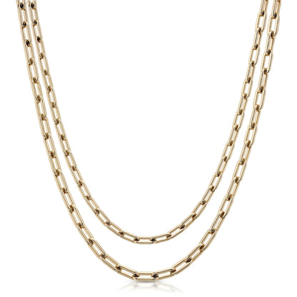Double Medium Link Mask Chain in gold