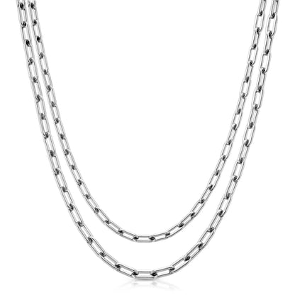 Double Medium Link Mask Chain in Silver 16" & 18" Length