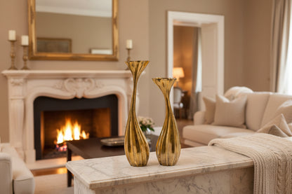 Tulipan Wavy Pillar Candleholders - Set of 2