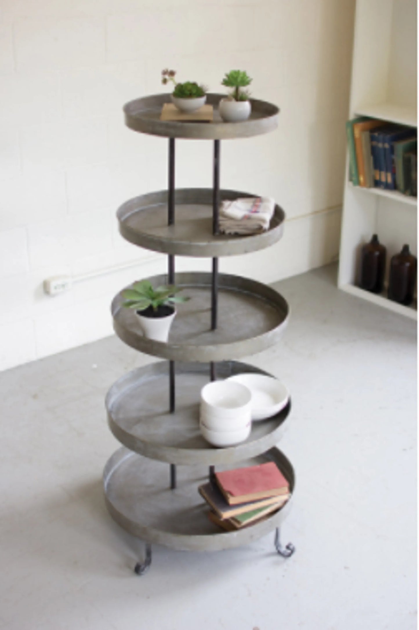 Round Metal Display Tower - Five-Tiered 29"D X 5"1"T