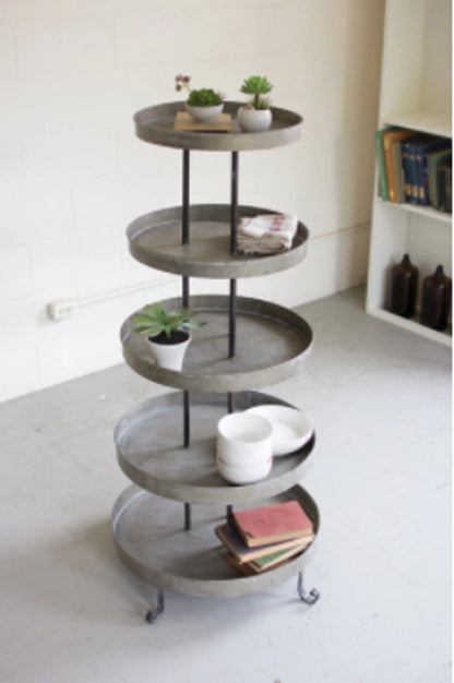Round Metal Display Tower - Five-Tiered 29"D X 5"1"T