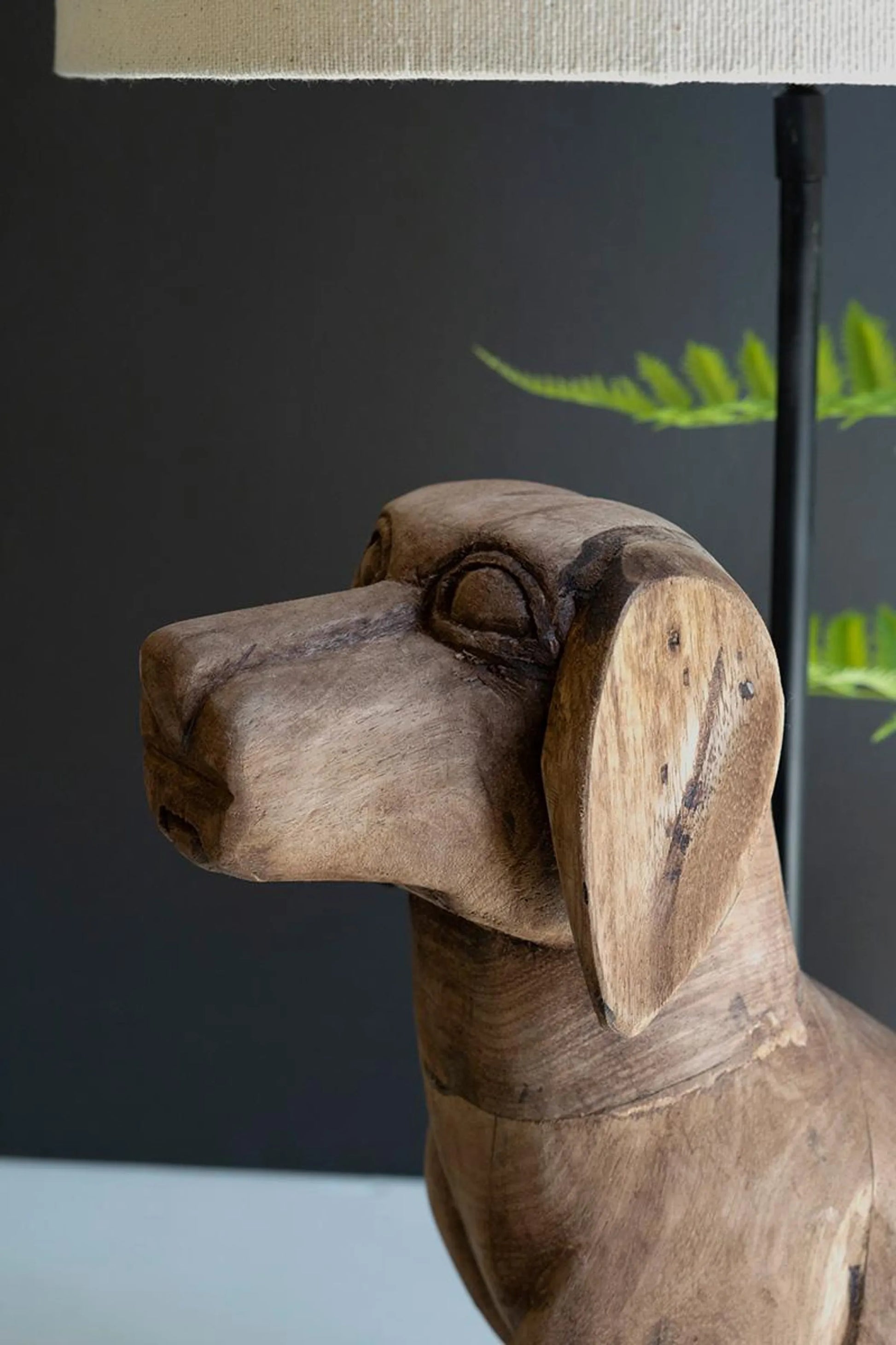 Wooden Dog Table Lamp Base - Eco-friendly Decor