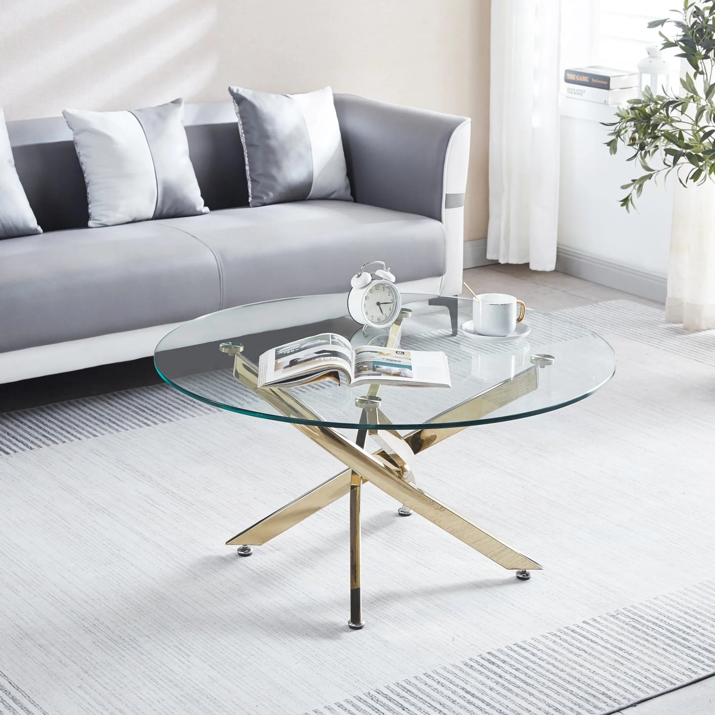 Modern Round Tempered Glass Coffee Table