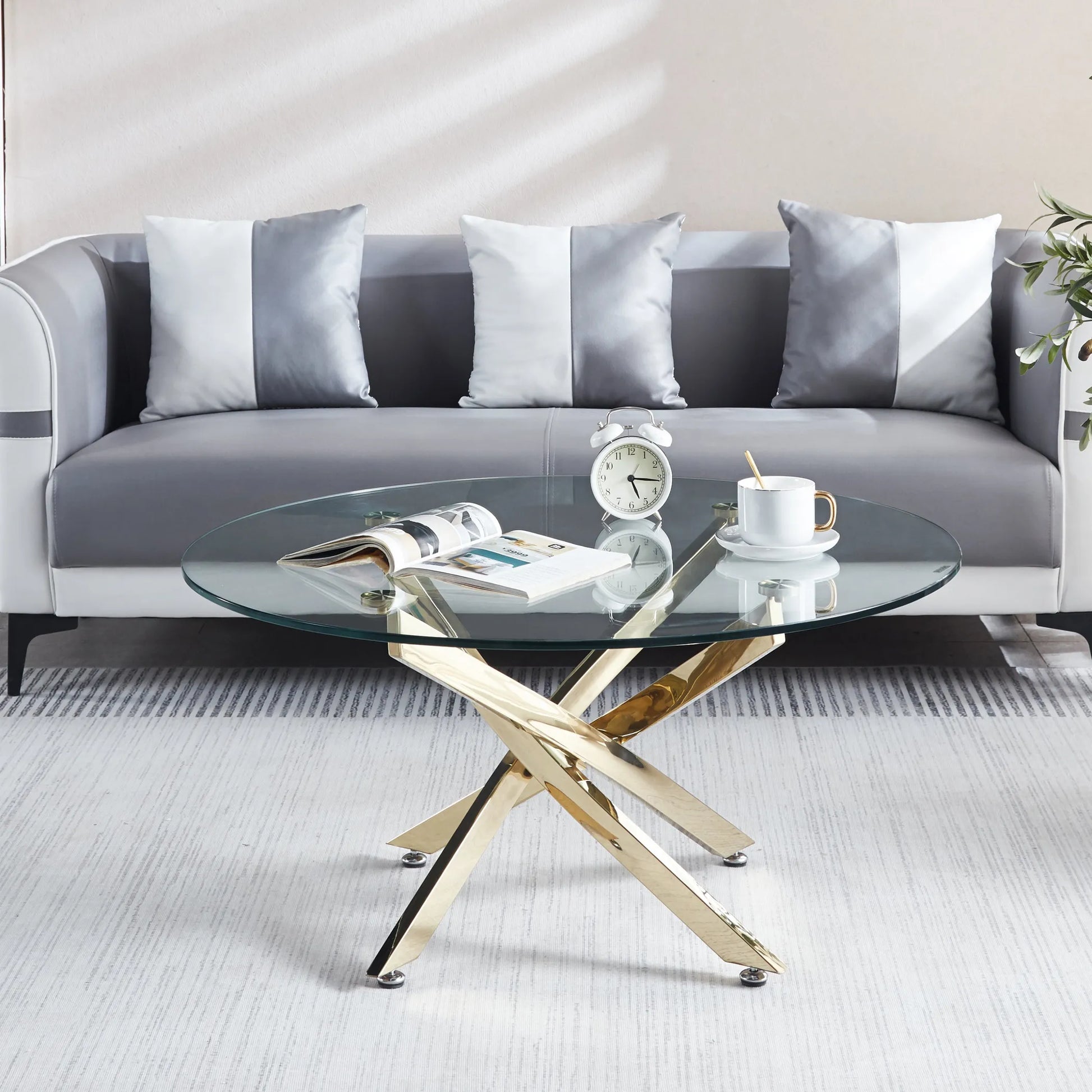 Modern Round Tempered Glass Coffee Table