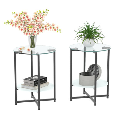 Clear Tempered Glass Side Table - 2-Piece Set