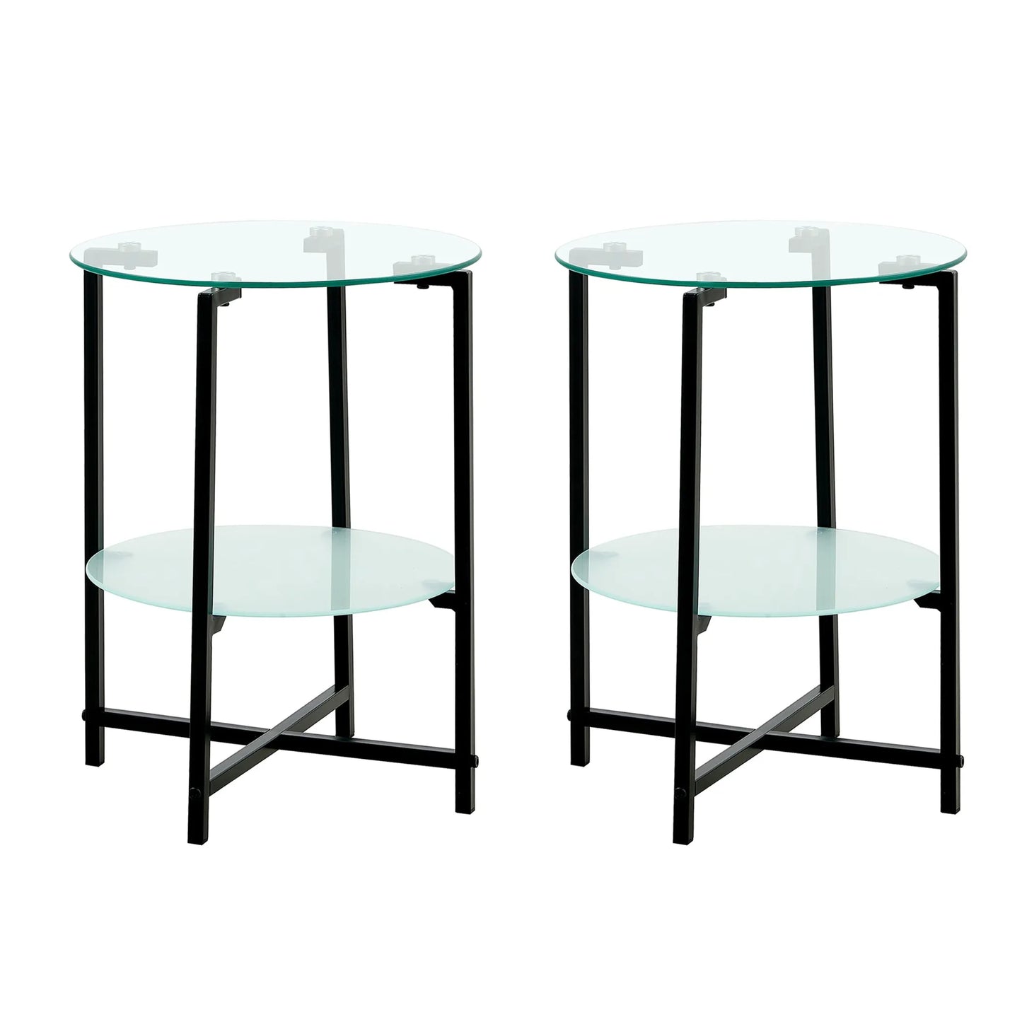 Clear Tempered Glass Side Table - 2-Piece Set