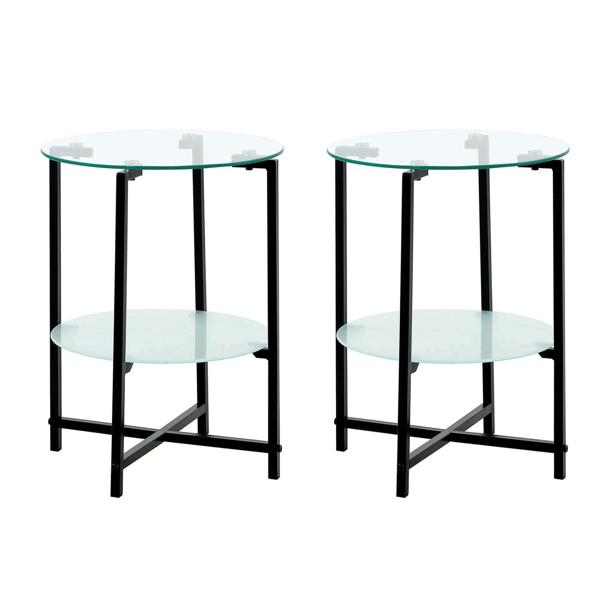 Clear Tempered Glass Side Table - 2-Piece Set