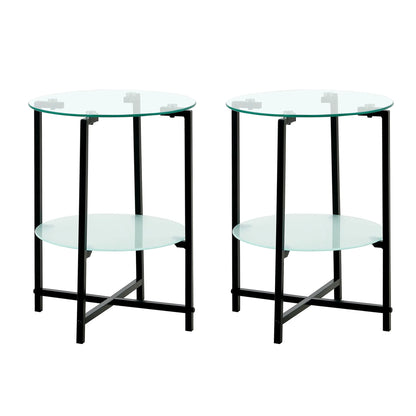 Clear Tempered Glass Side Table - 2-Piece Set