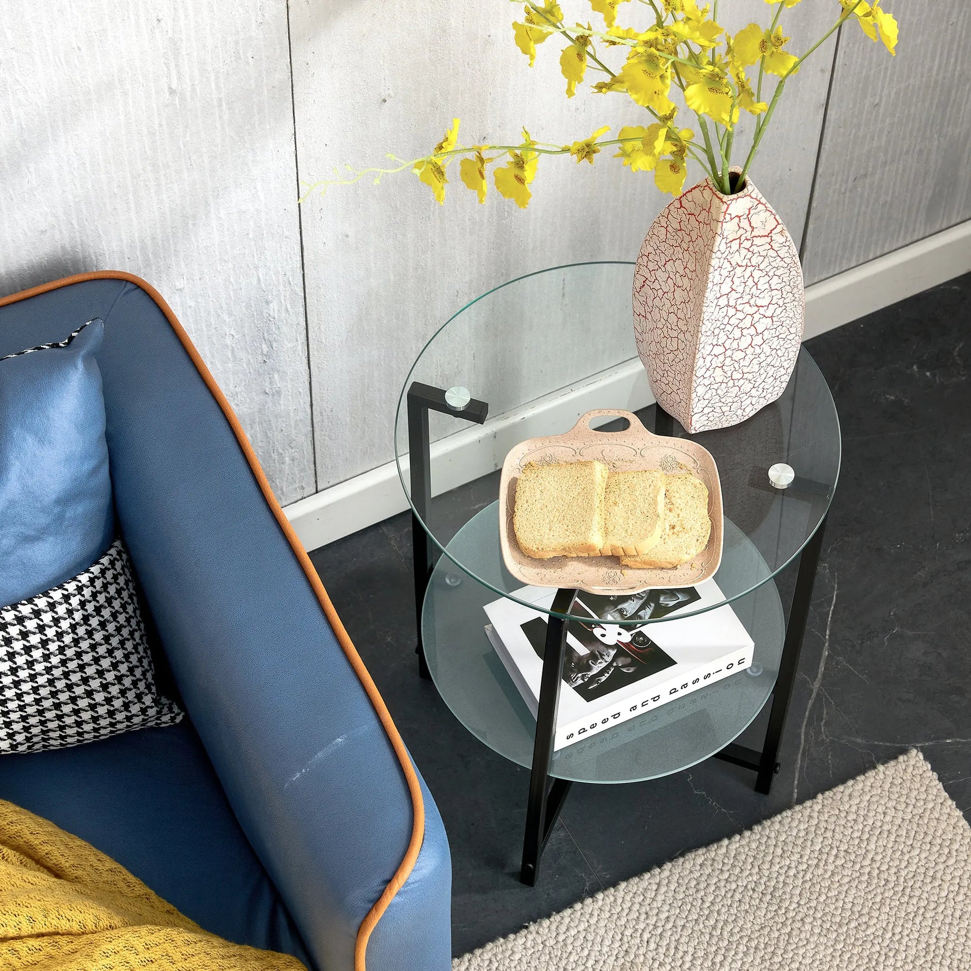 Clear Tempered Glass Side Table - 2-Piece Set