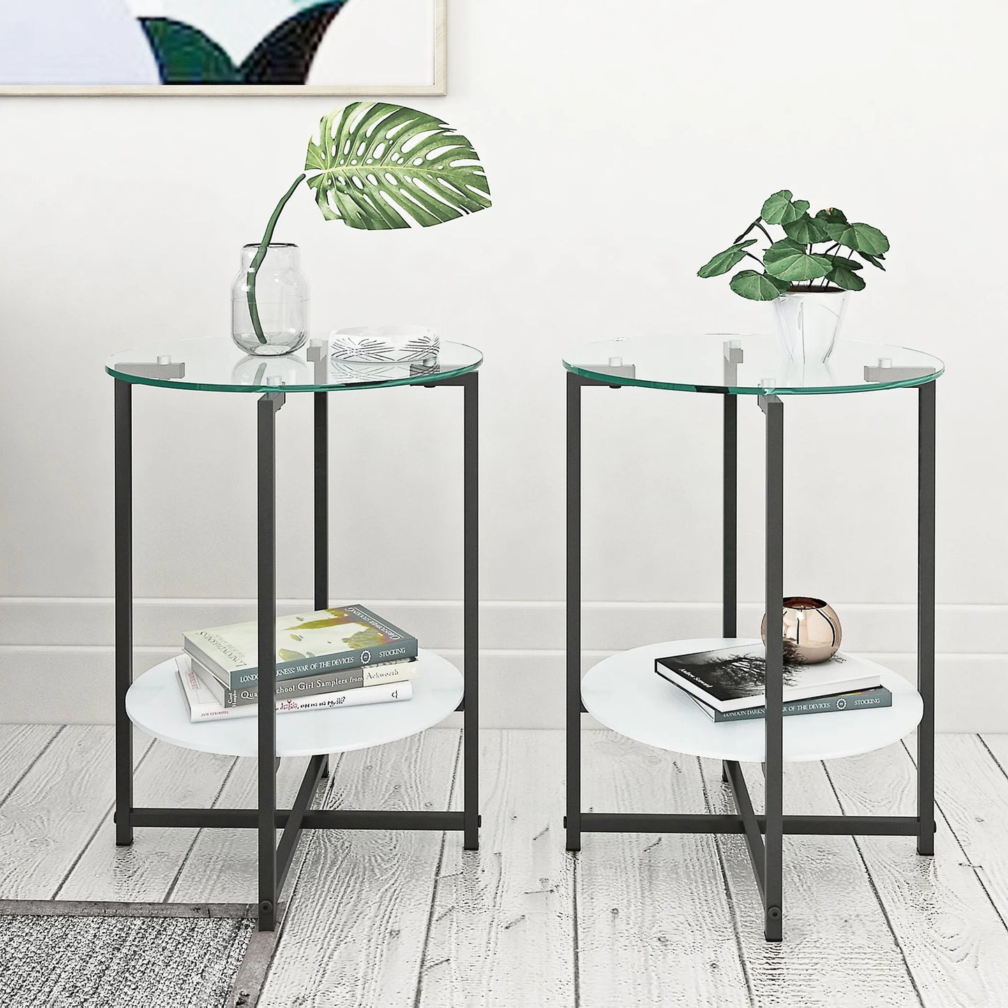 Clear Tempered Glass Side Table - 2-Piece Set
