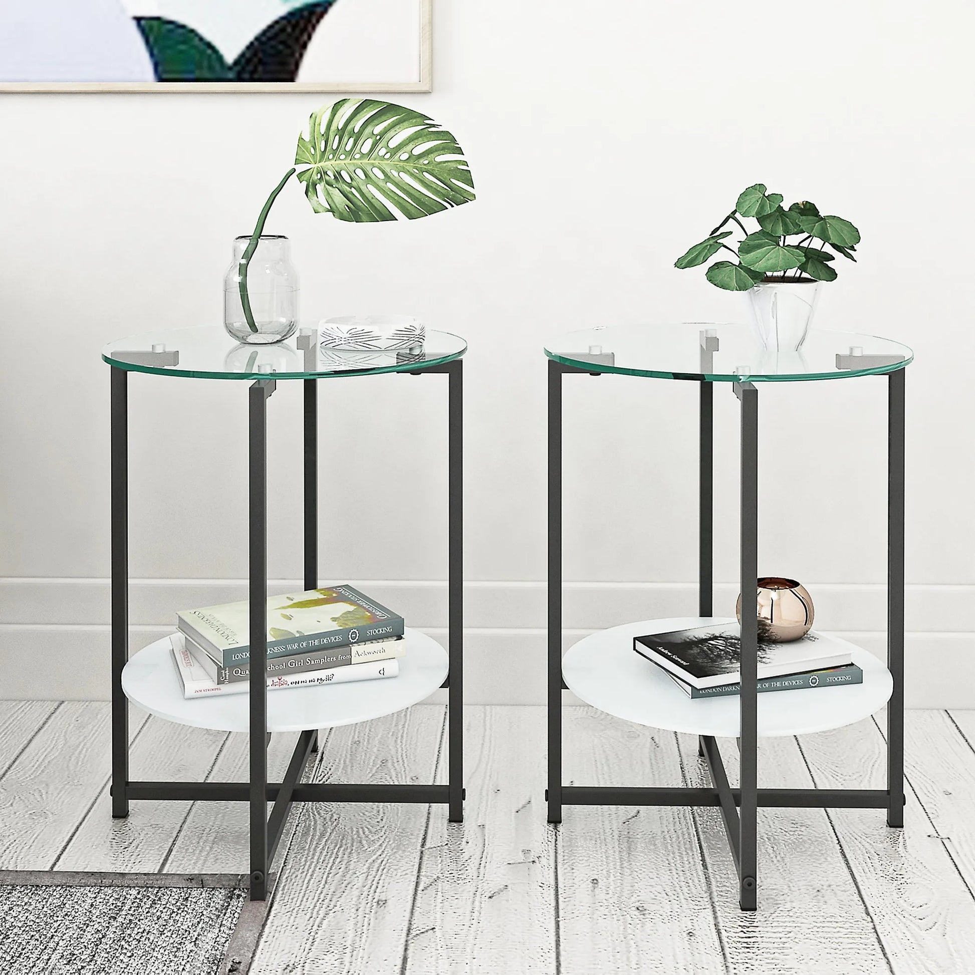 Clear Tempered Glass Side Table - 2-Piece Set