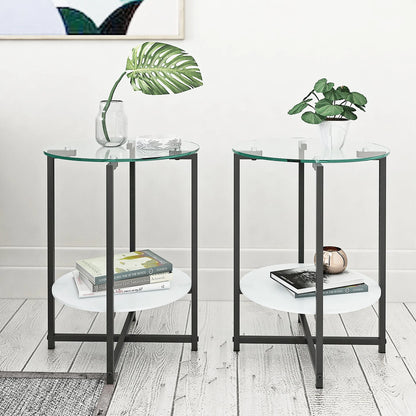 Clear Tempered Glass Side Table - 2-Piece Set