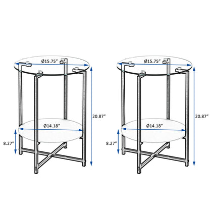 Clear Tempered Glass Side Table - 2-Piece Set
