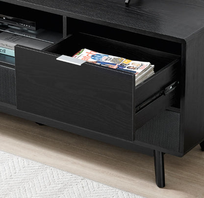 Larsen TV Stand showing open drawer