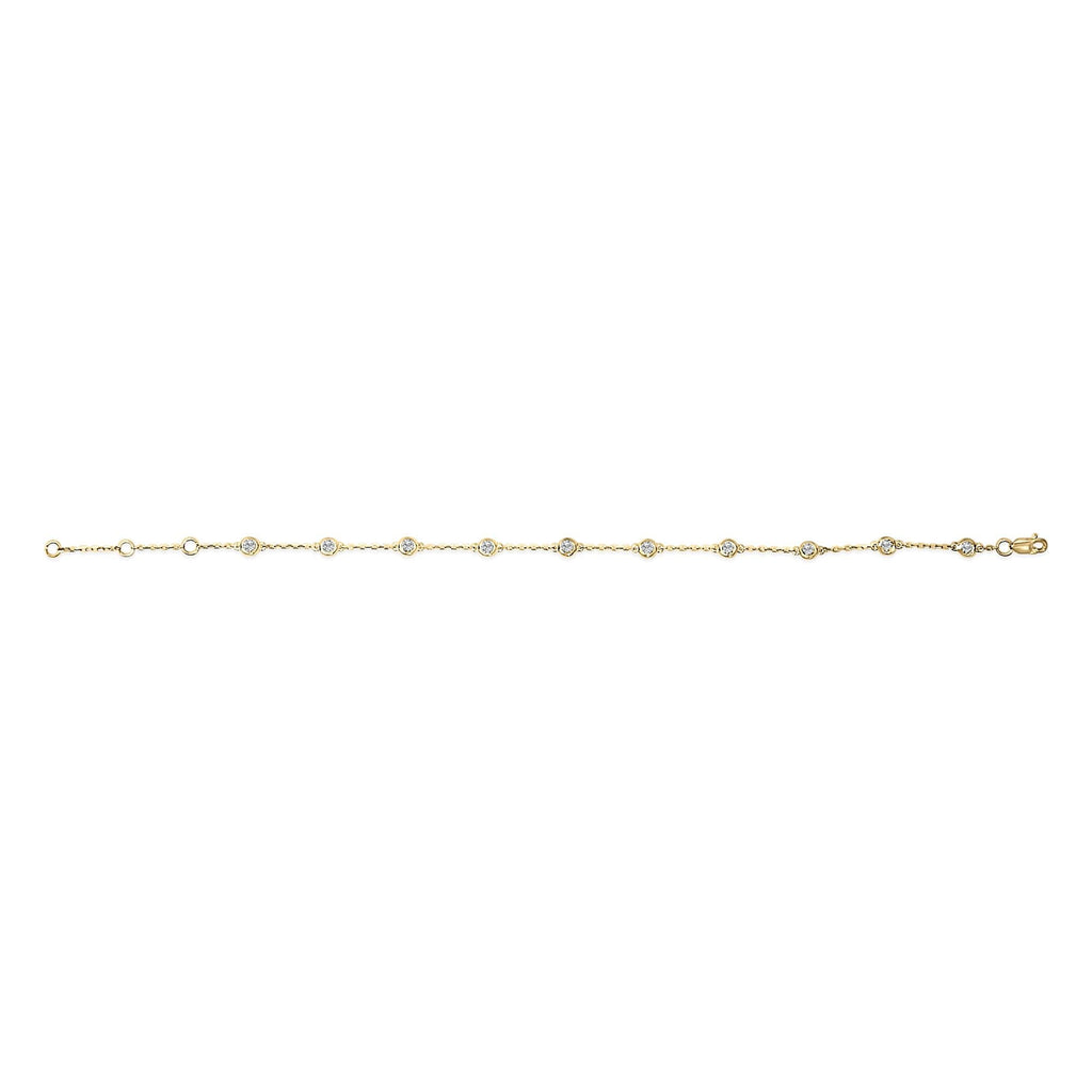14K Gold 1/2 Cttw Bezel Set Lab Grown Diamond Station Bracelet - Nobiliving