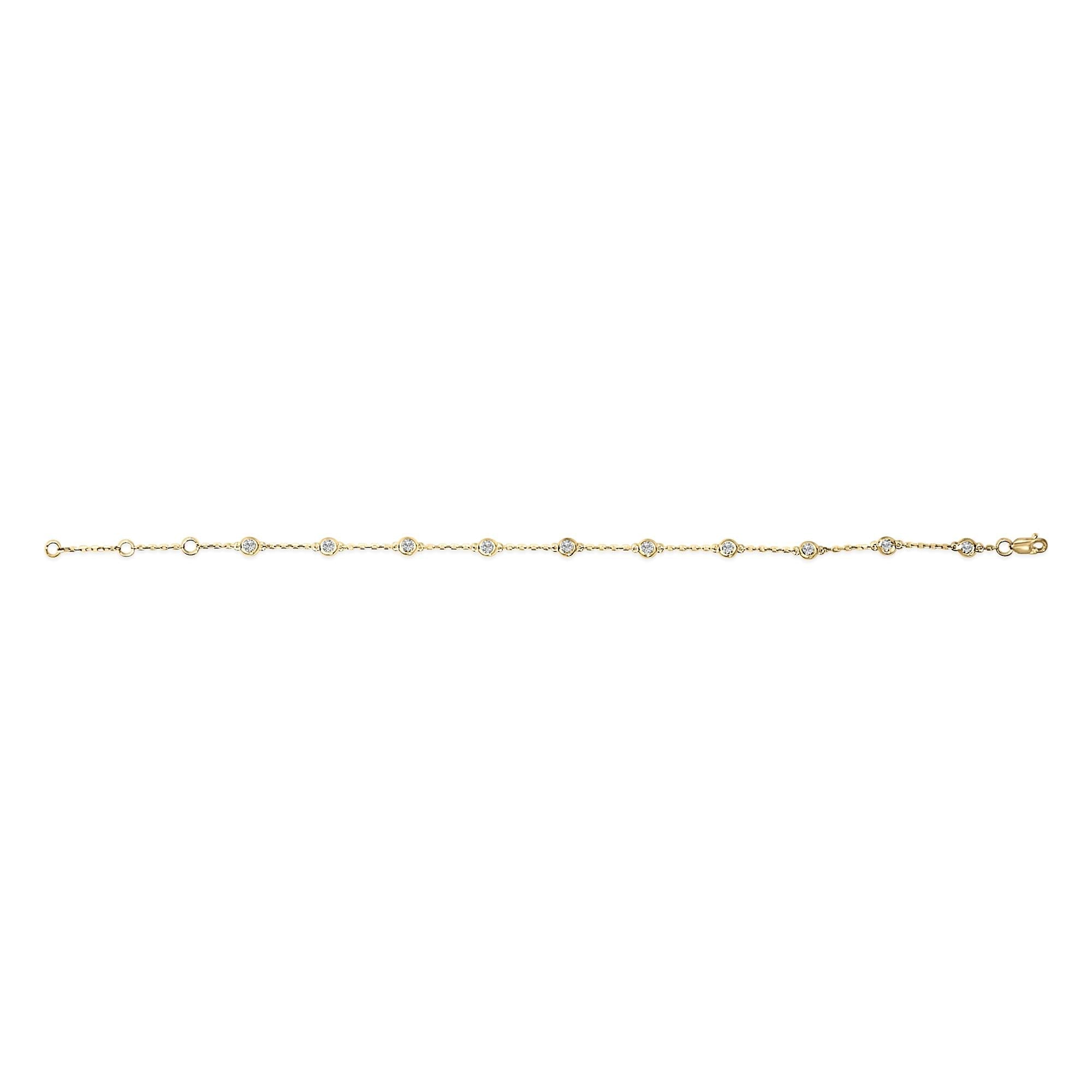 14K Gold 1/2 Cttw Bezel Set Lab Grown Diamond Station Bracelet - Nobiliving