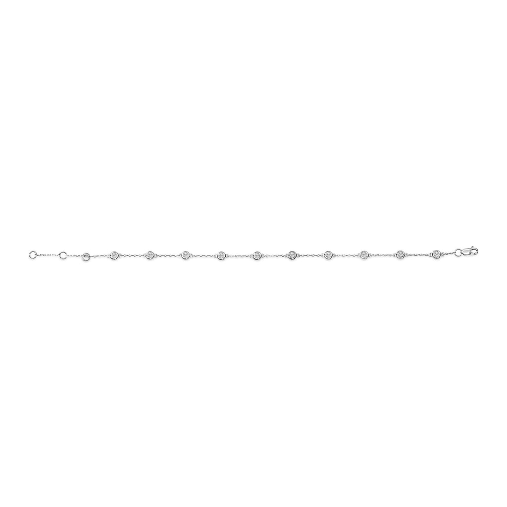 14K Gold 1/2 Cttw Bezel Set Lab Grown Diamond Station Bracelet - Nobiliving