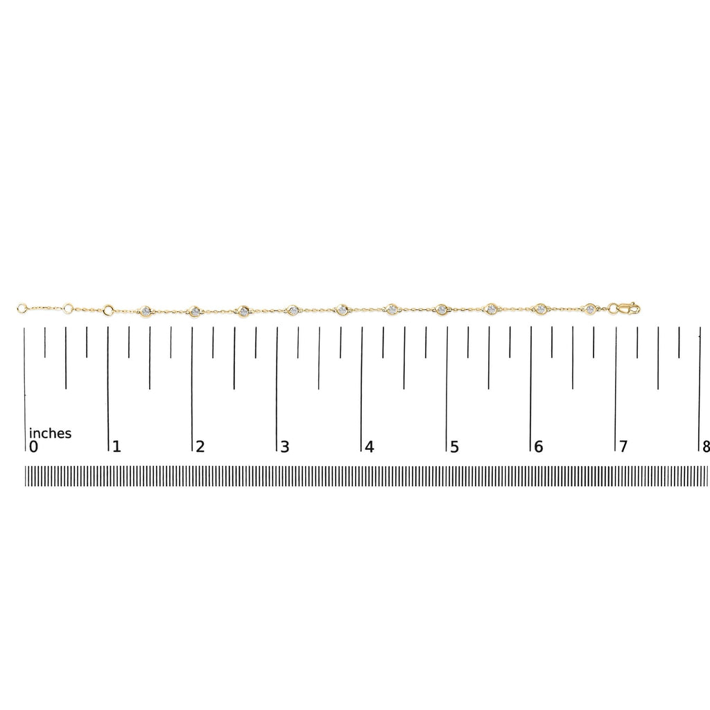 14K Gold 1/2 Cttw Bezel Set Lab Grown Diamond Station Bracelet - Nobiliving