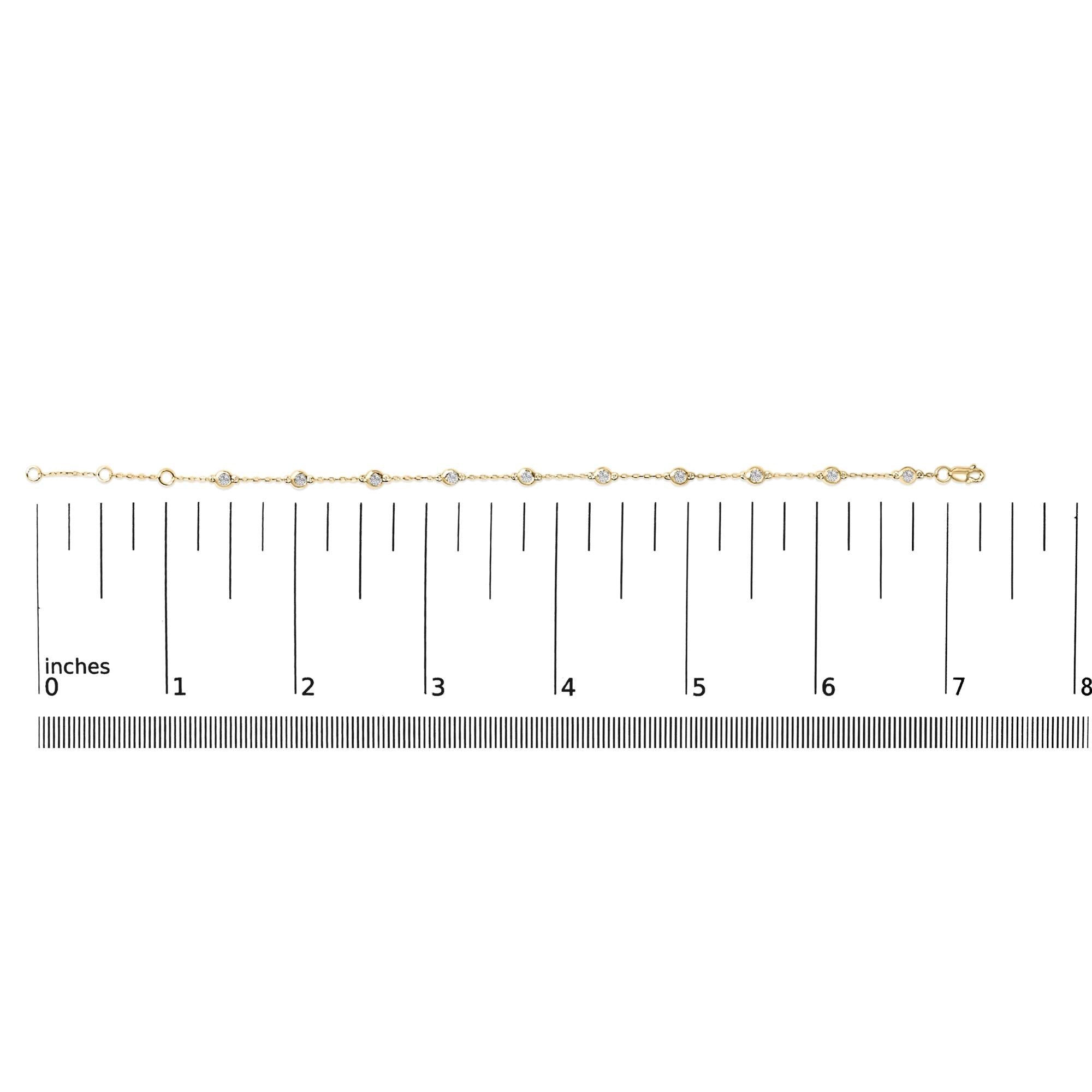 14K Gold 1/2 Cttw Bezel Set Lab Grown Diamond Station Bracelet - Nobiliving