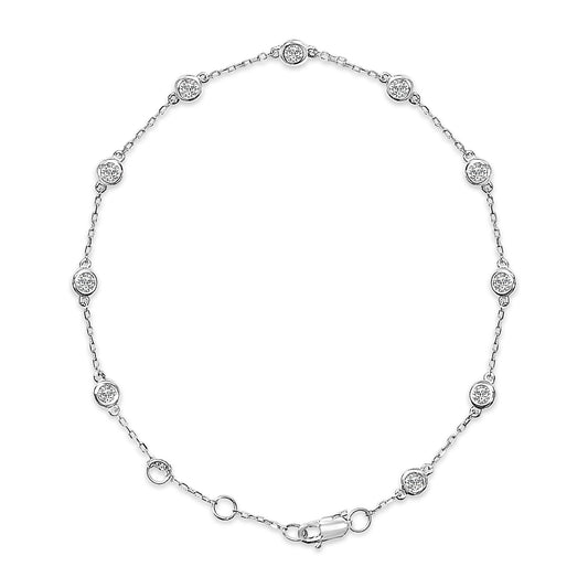 14K Gold 1/2 Cttw Bezel Set Lab Grown Diamond Station Bracelet - Nobiliving