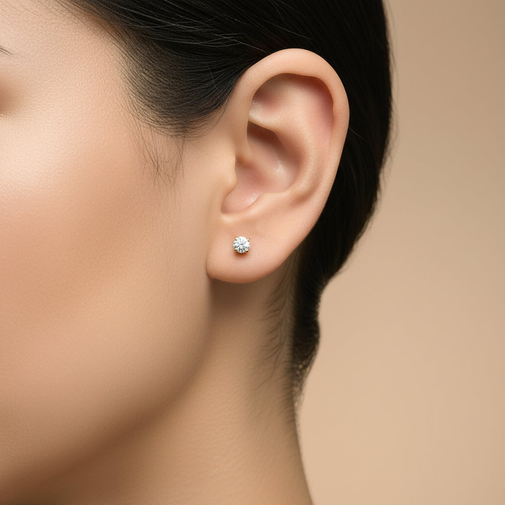 14K Gold 1/2 Cttw Lab Grown Diamond Solitaire Stud Earrings - Nobiliving