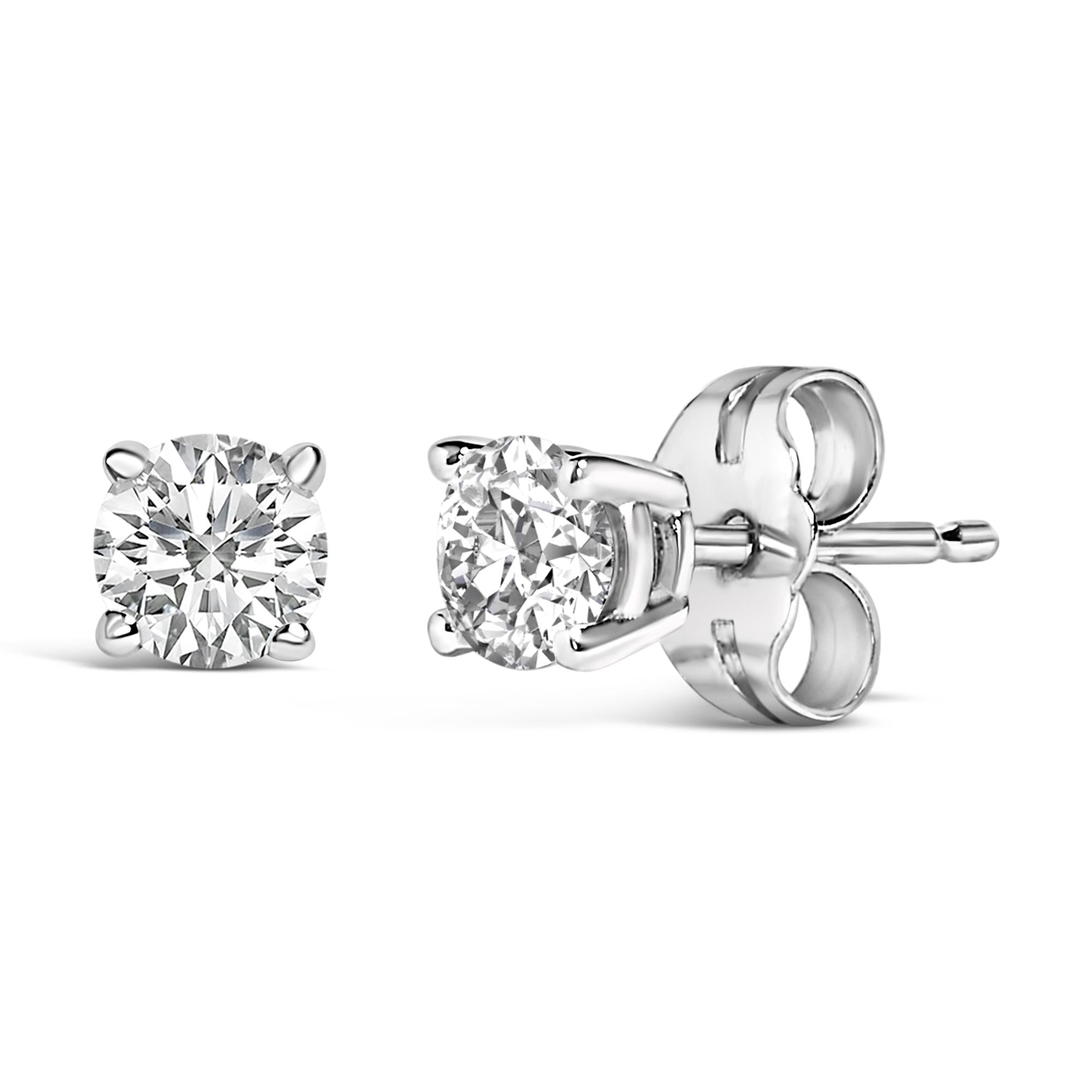 14K Gold 1/2 Cttw Lab Grown Diamond Solitaire Stud Earrings - Nobiliving