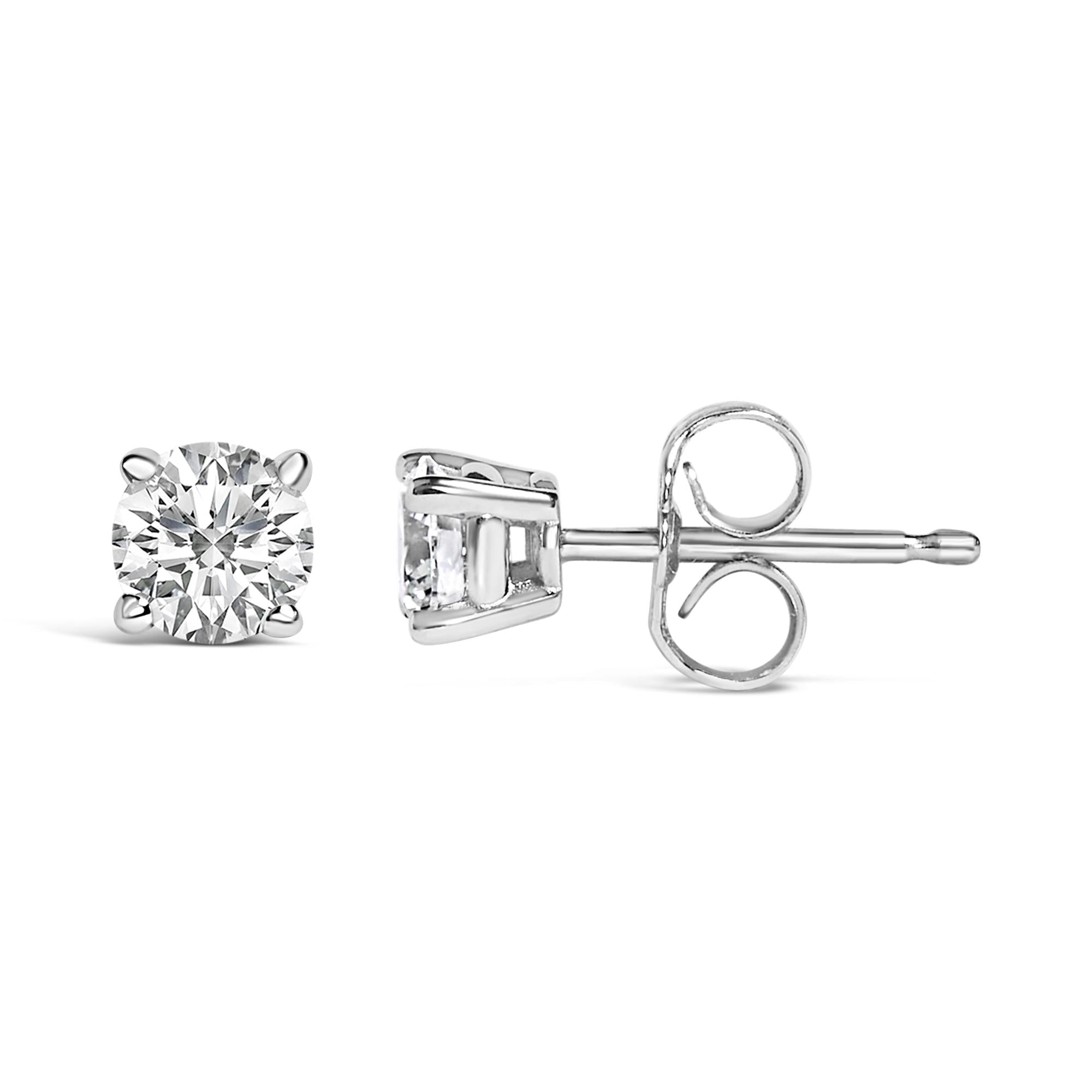 14K Gold 1/2 Cttw Lab Grown Diamond Solitaire Stud Earrings - Nobiliving