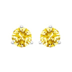 14K Gold 3 - Prong Martini Set Yellow Lab Grown Diamond Solitaire Stud Earrings - Nobiliving