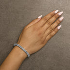 14K Gold 3.0 Cttw Princess Cut Quad Invisible Set Tennis Bracelet (H - I Color, SI1 - SI2 Clarity) - 7” - Nobiliving