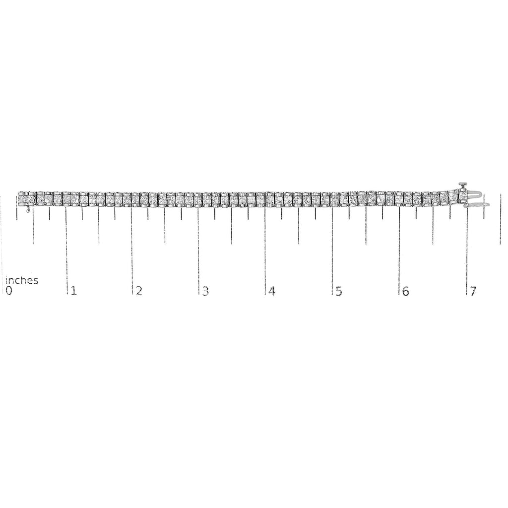 14K Gold 3.0 Cttw Princess Cut Quad Invisible Set Tennis Bracelet (H - I Color, SI1 - SI2 Clarity) - 7” - Nobiliving