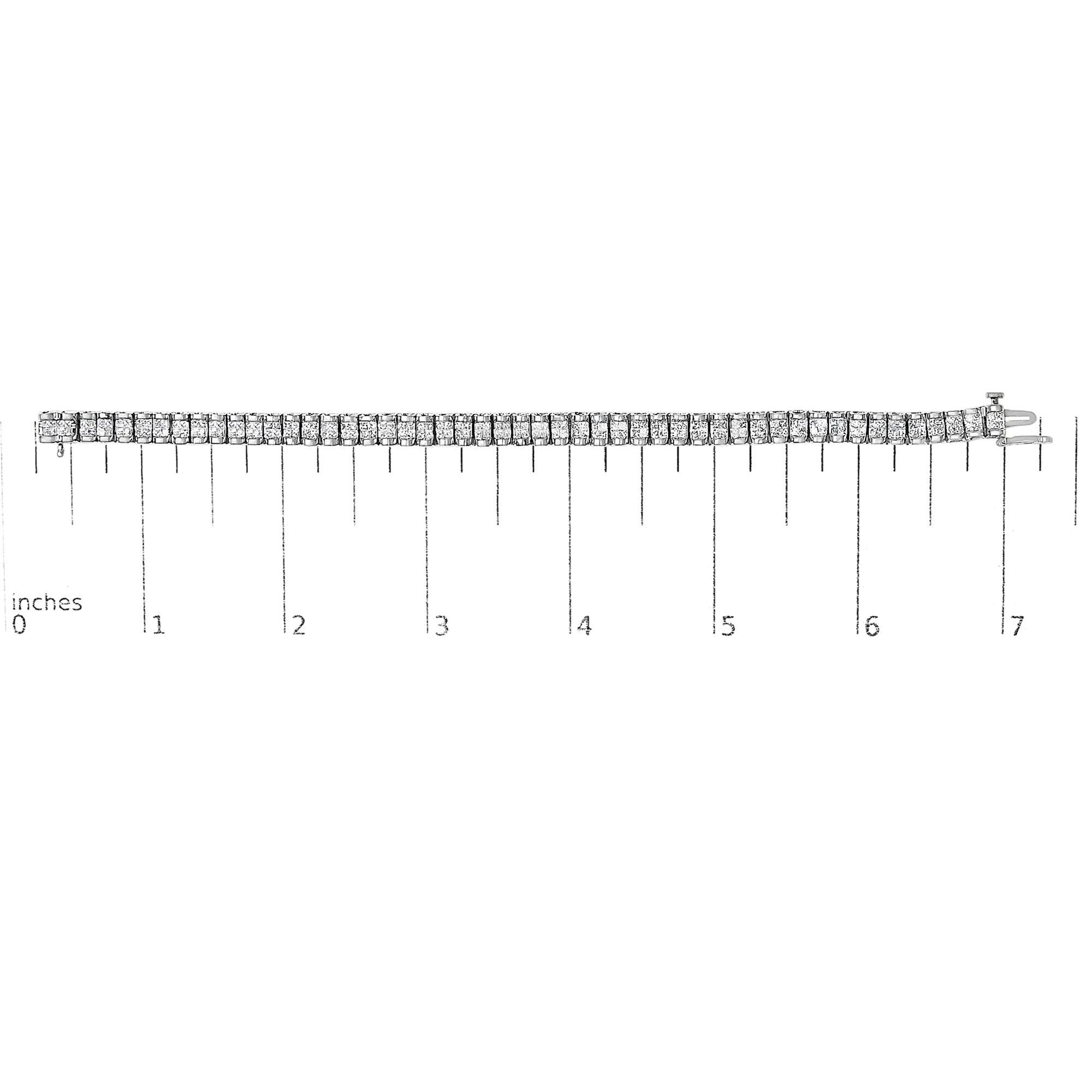 14K Gold 3.0 Cttw Princess Cut Quad Invisible Set Tennis Bracelet (H - I Color, SI1 - SI2 Clarity) - 7” - Nobiliving