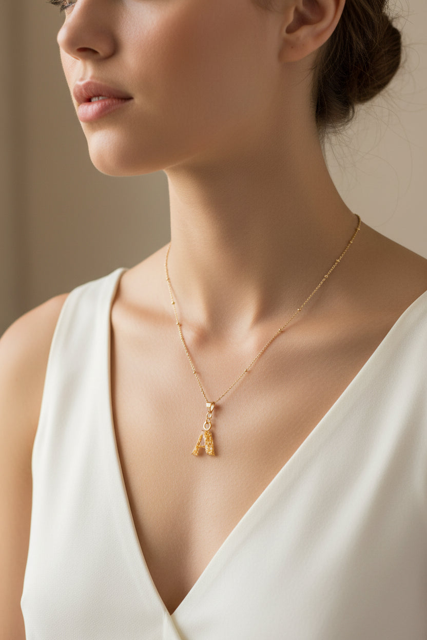 14K Gold Plated Letter Charm Necklace
