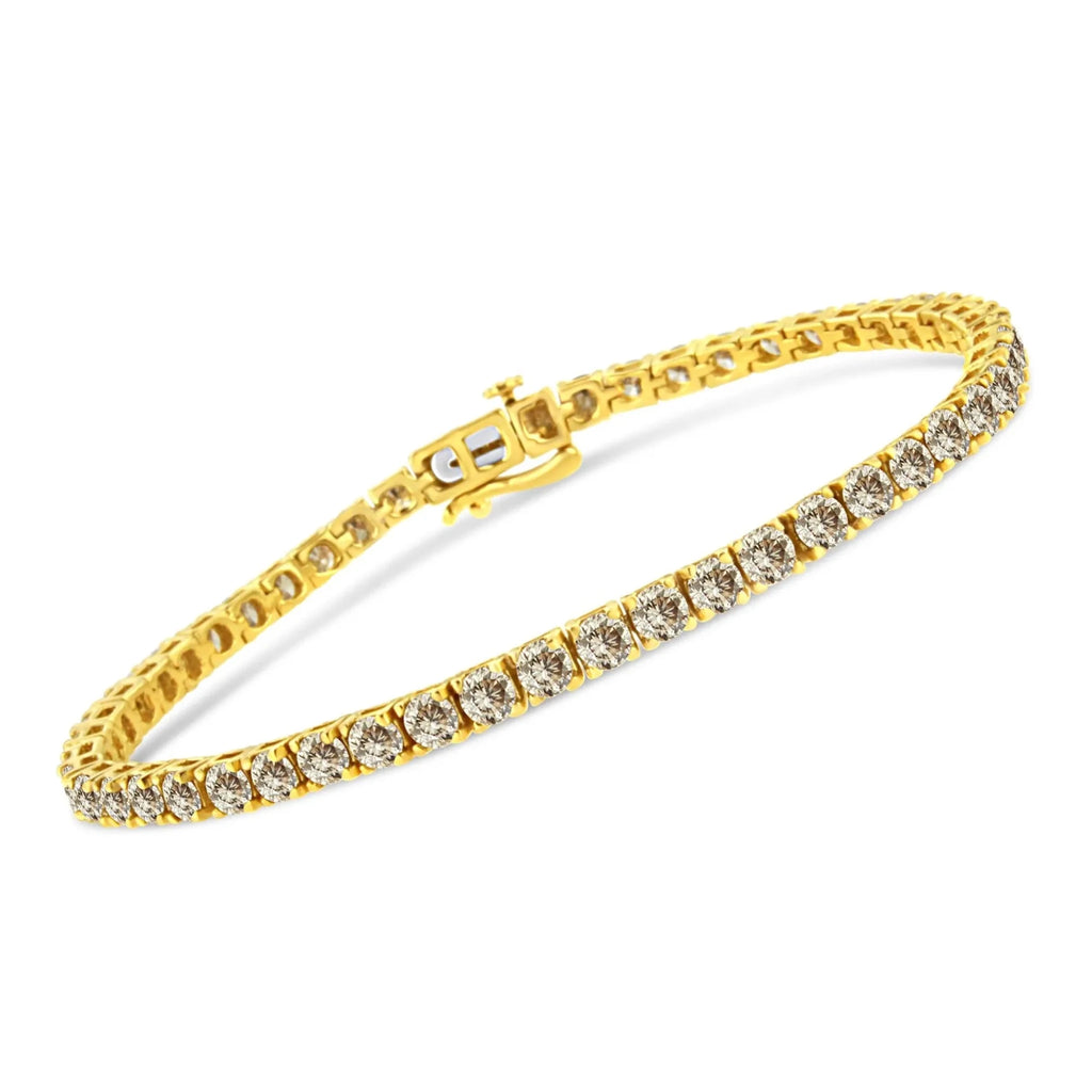14k Gold Plated Silver Diamond Classic Link Tennis Bracelet
