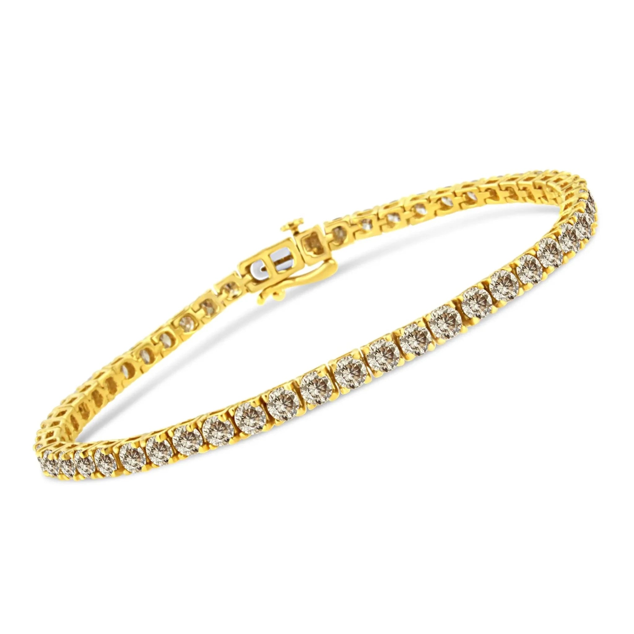 14k Gold Plated Silver Diamond Classic Link Tennis Bracelet
