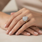 14K Gold Round & Baguette Diamond Ballerina Cocktail Ring