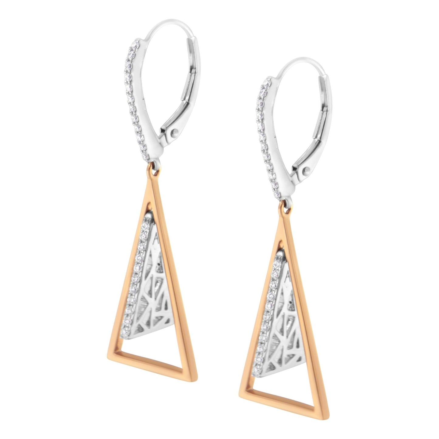 14K Rose and White Gold 3/8 Cttw Diamond Windchime Drop and Dangle Earrings (G - H Color, SI1 - SI2 Clarity) - Nobiliving