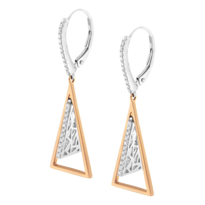 14K Rose and White Gold 3/8 Cttw Diamond Windchime Drop and Dangle Earrings (G - H Color, SI1 - SI2 Clarity) - Nobiliving