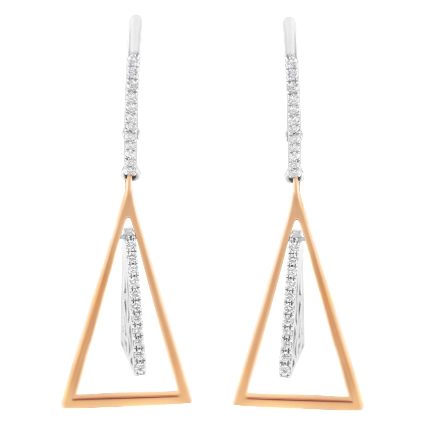 14K Rose and White Gold 3/8 Cttw Diamond Windchime Drop and Dangle Earrings (G - H Color, SI1 - SI2 Clarity) - Nobiliving
