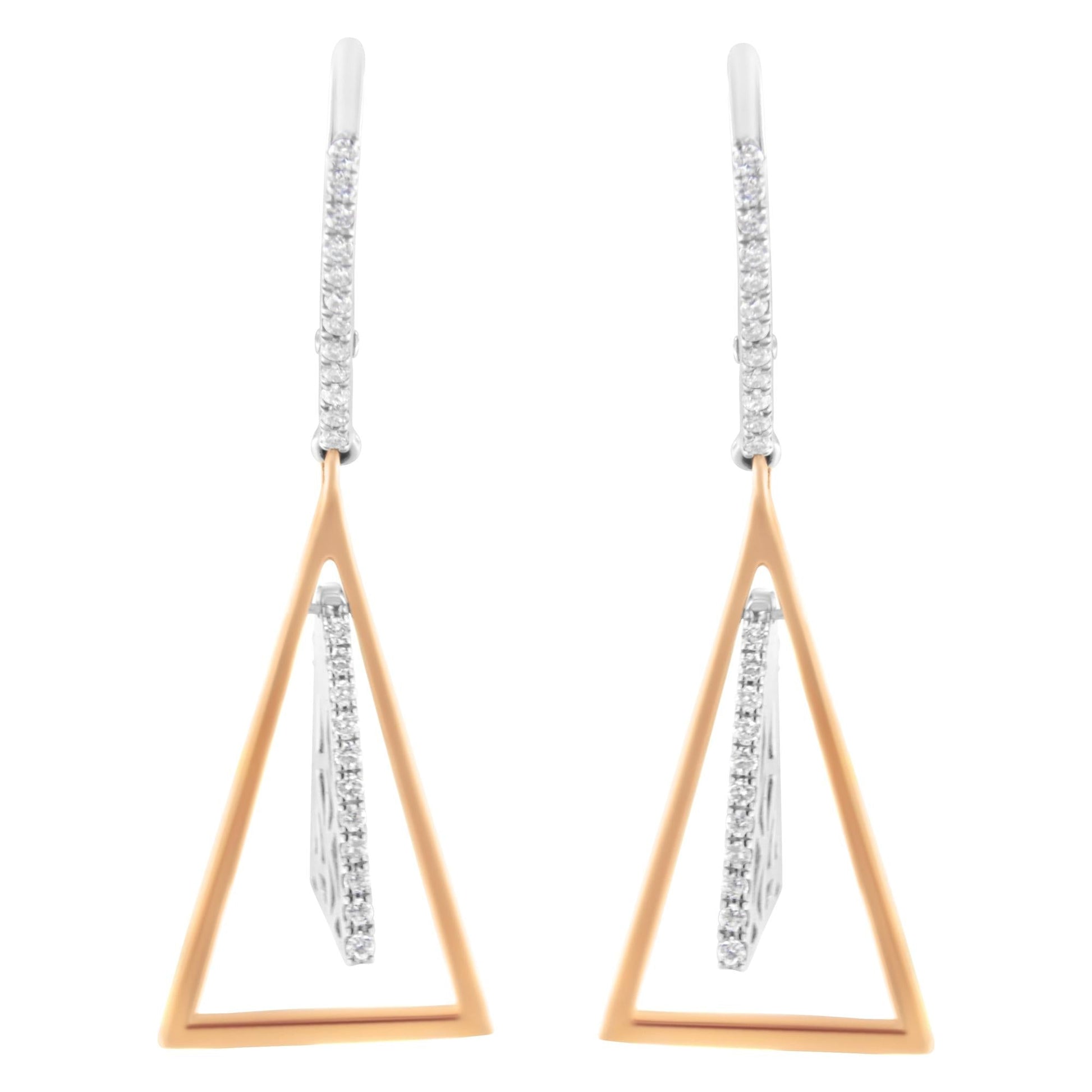 14K Rose and White Gold 3/8 Cttw Diamond Windchime Drop and Dangle Earrings (G - H Color, SI1 - SI2 Clarity) - Nobiliving
