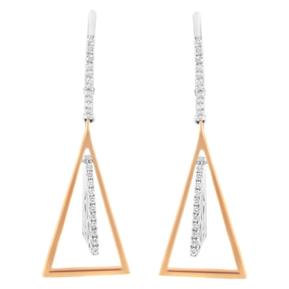 14K Rose and White Gold 3/8 Cttw Diamond Windchime Drop and Dangle Earrings (G - H Color, SI1 - SI2 Clarity) - Nobiliving