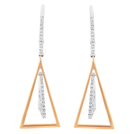 14K Rose and White Gold 3/8 Cttw Diamond Windchime Drop and Dangle Earrings (G - H Color, SI1 - SI2 Clarity) - Nobiliving