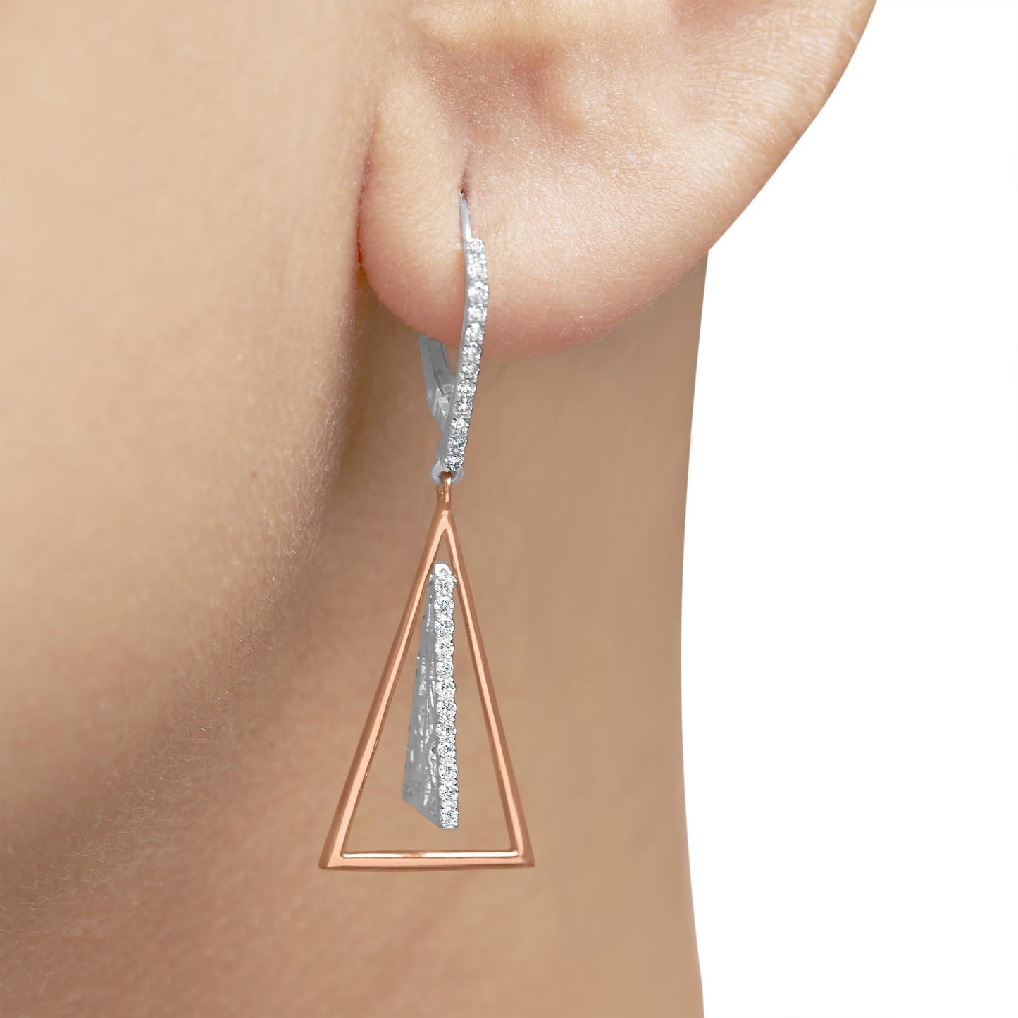 14K Rose and White Gold 3/8 Cttw Diamond Windchime Drop and Dangle Earrings (G - H Color, SI1 - SI2 Clarity) - Nobiliving